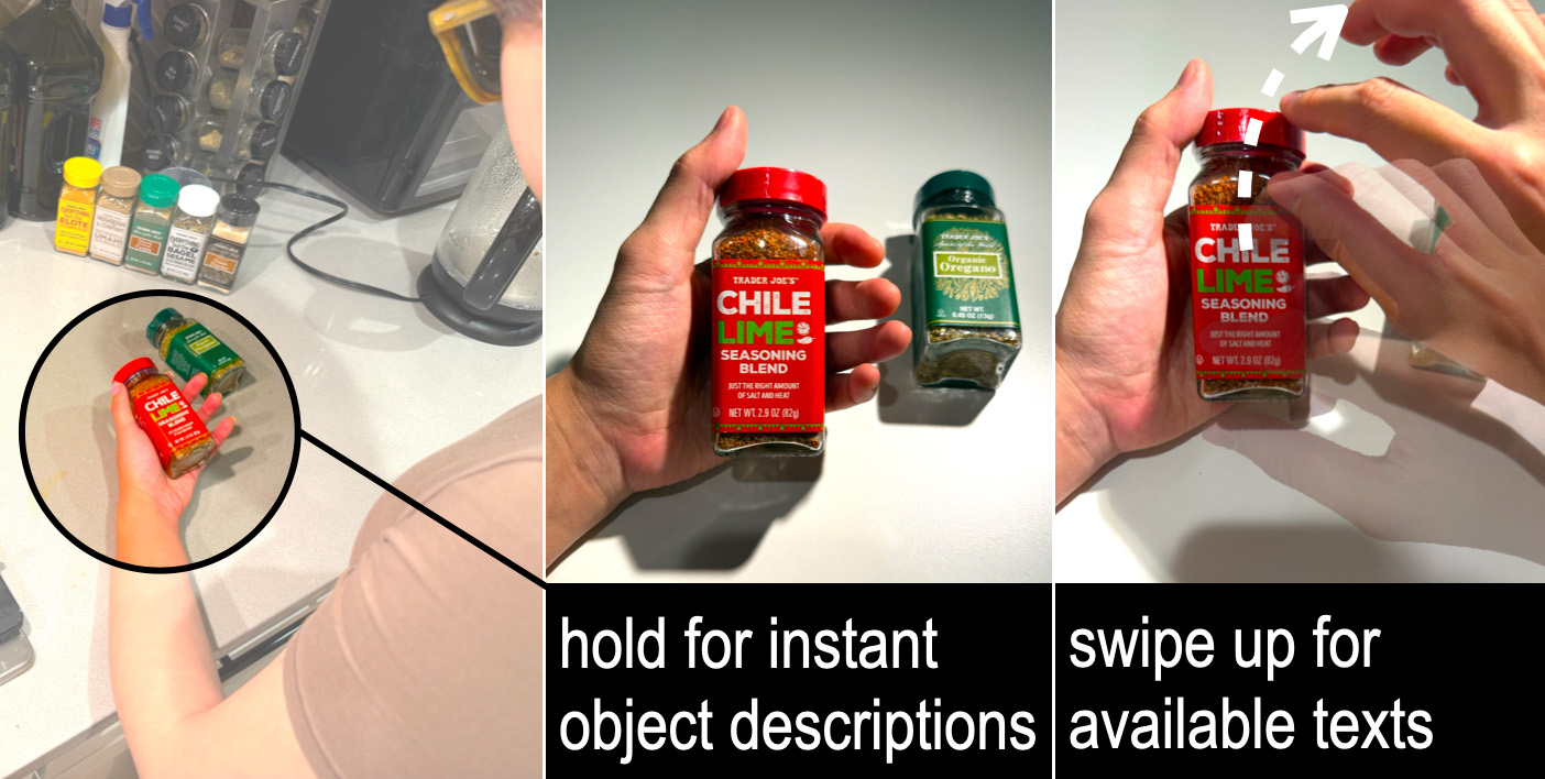 TouchScribe is a system that augments hand-object interactions with automated live visual descriptions.